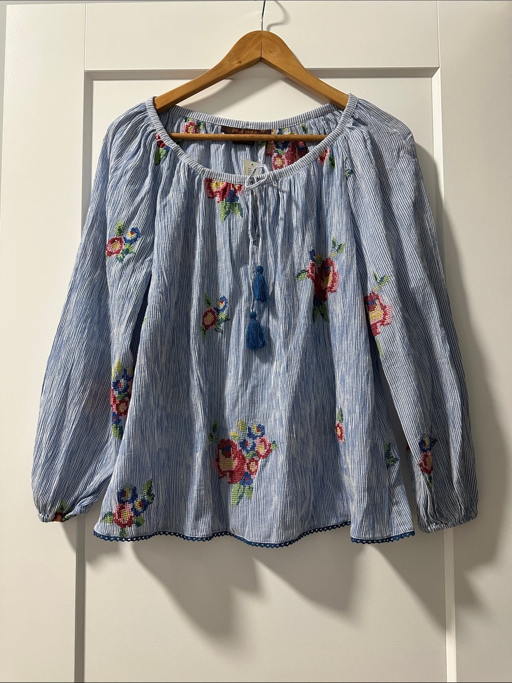 🆕 Anthropologie | Payal Pratap Cotton Embroidered Peasant Blouse (size XSP)